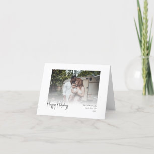 Modern Script Happy Holidays Folded Faded Holiday Card