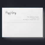 Modern Script Happy Holidays Invitation Envelope<br><div class="desc">This modern script happy holidays invitation envelope is perfect for your minimalist shabby chic boho black and white holiday greeting. The minimal whimsical handwritten calligraphy is delicate and rustic while staying classy and elegant. The design reflects a simple all-white winter day and evokes memories of a more simplistic life. You...</div>