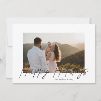Modern Script Happy Holidays Photo Card 