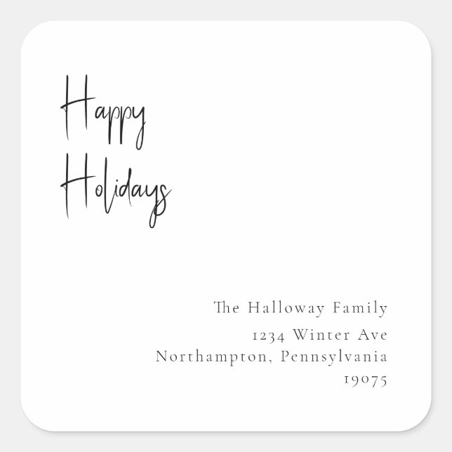 Modern Script Happy Holidays Square Envelope Seal (Front)