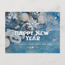 Modern Script Happy New Year Holiday Postcard