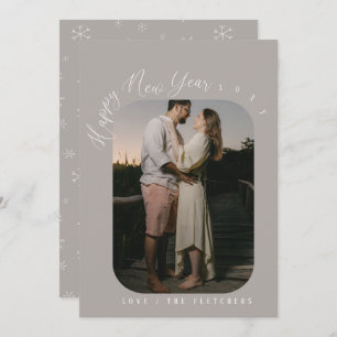 Modern Script Happy New Year Photo  Holiday Card