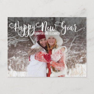 Modern Script Happy New Year's Photo Postcard