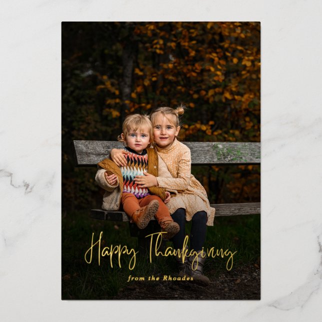 Modern Script Happy Thanksgiving Photo  (Front)