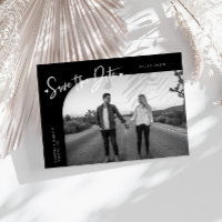 Modern Script Heart Black Curved Frame Photo