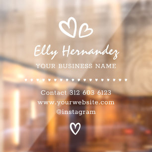Modern Script Heart Logo White Business Storefront