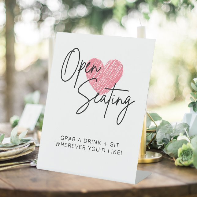 Modern Script Heart Open Seating Wedding Sign (Creator Uploaded)