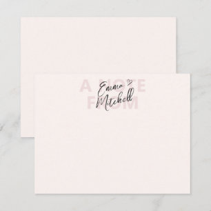 Modern Script Heart Personalised Note Card