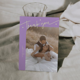Modern Script Heart Wisteria Wedding Thank You Card