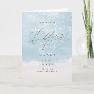 Modern Script Hearts In The Sand Beach Wedding  Pr Programme
