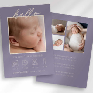 Modern Script Hello Baby Photo Birth Announcement