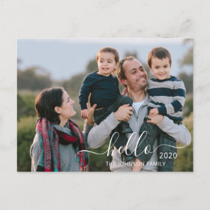 Modern Script Hello Happy New Year Photo Postcard