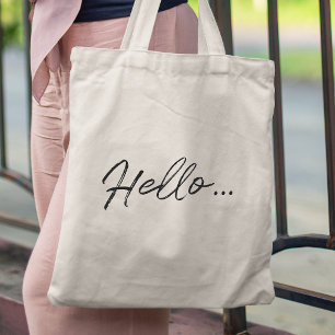 Modern Script   Hello... Minimalist Simpe Stylish Tote Bag