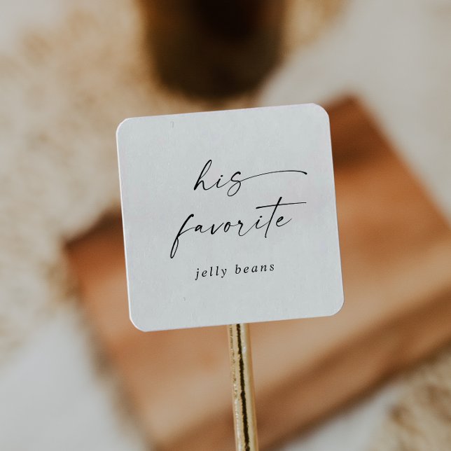 Modern Script His Favorite Wedding Favor Square Sticker (Creator Uploaded)