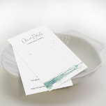 Modern Script Hoop Earrings Display Card<br><div class="desc">Modern and stylish script hoop earring display holder with two printed hole "markers" and watercolor greenish blueish stripe.</div>