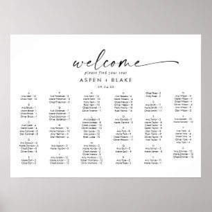 Modern Script Horizontal Alphabetical Seating Plan Poster