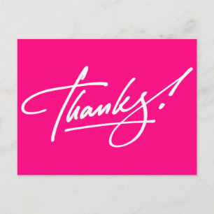Modern Script Hot Pink Thank You Card