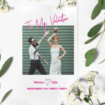 Modern Script Hot Pink Valentine Custom Photo