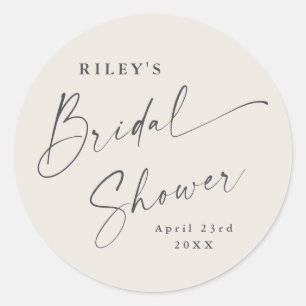 Modern Script Ivory Boho Bridal Shower Classic Round Sticker