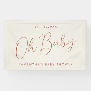 Modern Script ivory Oh Baby Shower Banner