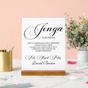 Modern Script Jenga Wedding Guestbook  Acrylic Sign