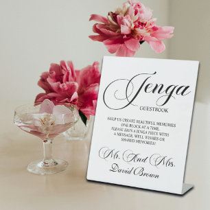 Modern Script Jenga Wedding Guestbook  Pedestal Sign