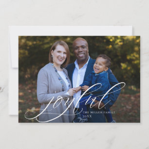 Modern Script Joyful Christmas Photo Holiday Card