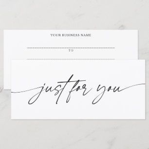 Modern Script Just For You Gift Certificate