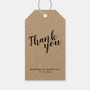 Modern Script Kraft Paper Wedding Favour Thank You Gift Tags
