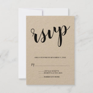 Modern Script Kraft Paper Wedding RSVP