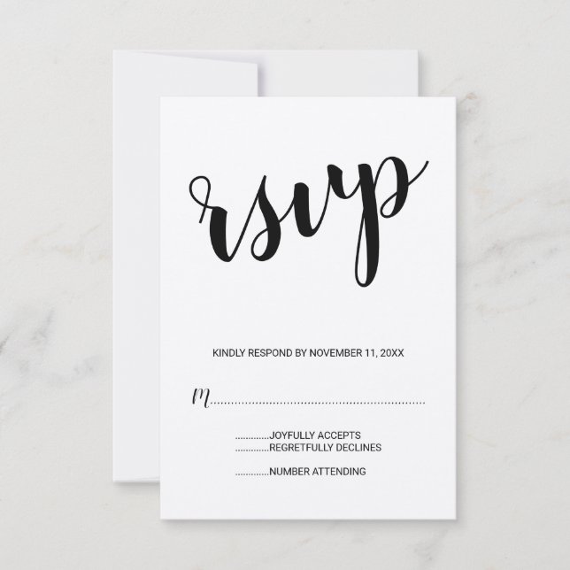 Modern Script Kraft Paper Wedding RSVP Card (Front)