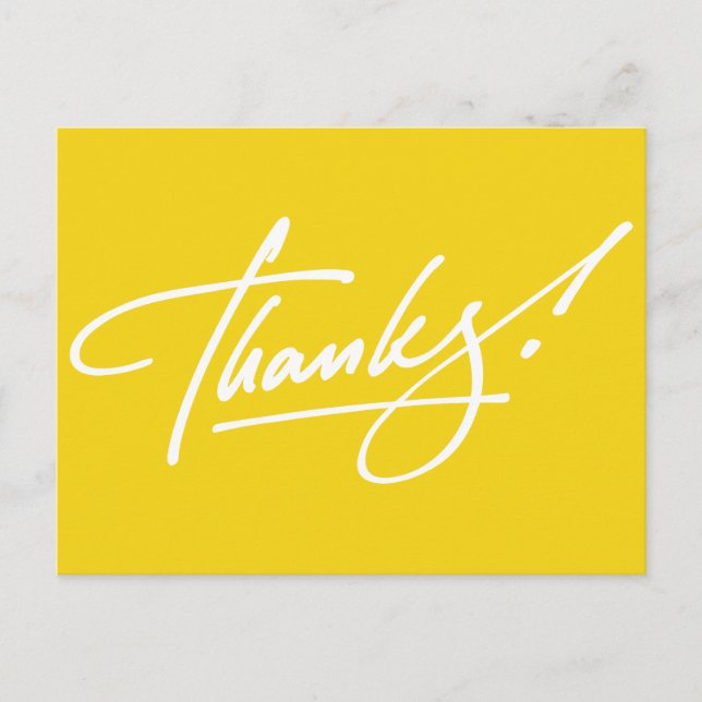 Modern Script Lemon Yellow Thank You Card (Front)
