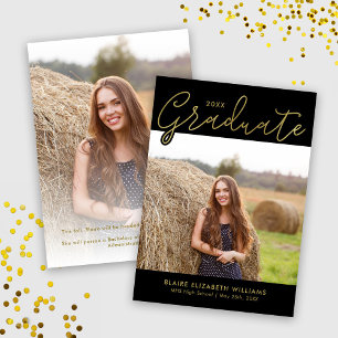 Modern Script Lettering Graduation Announcement