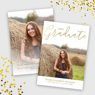 Modern Script Lettering Graduation Announcement