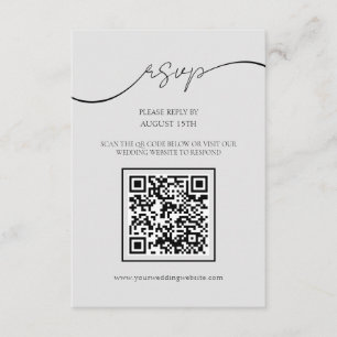Modern Script Light Grey QR Code Wedding RSVP Card