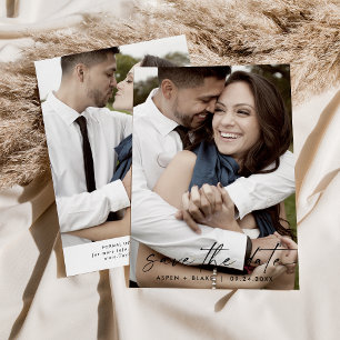 Modern Script Light Photo Template Save the Date