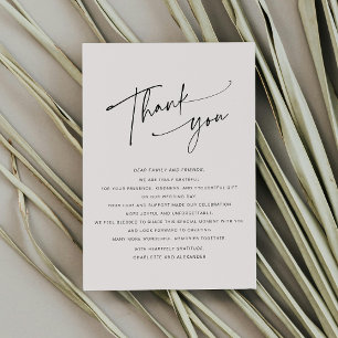 Modern Script Light Pink Wedding Thank You card