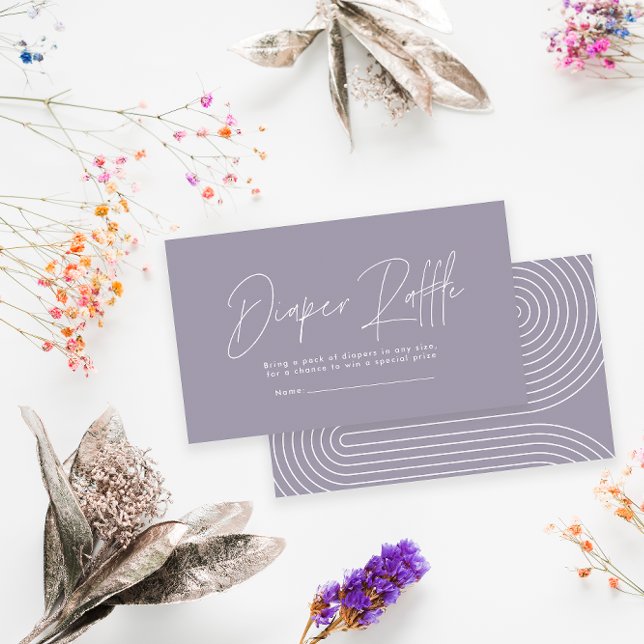 modern script lilac purplbaby shower diaper raffle card (Creator Uploaded)