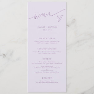 Modern Script Lilac Wedding Menu