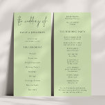 Modern Script Lime Cream Green Wedding Program Invitation<br><div class="desc">Modern Script Lime Cream Green Wedding Available digitally and printed. A modern typographical design for your wedding programs. The main header is in a stylish set script and the rest of the text you can easily personalise. You can change the text and background colours if you wish to match your...</div>