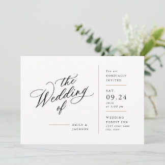 Modern Script Line Block Invitation