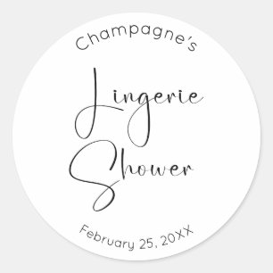 Modern Script Lingerie Shower Classic Round Sticker
