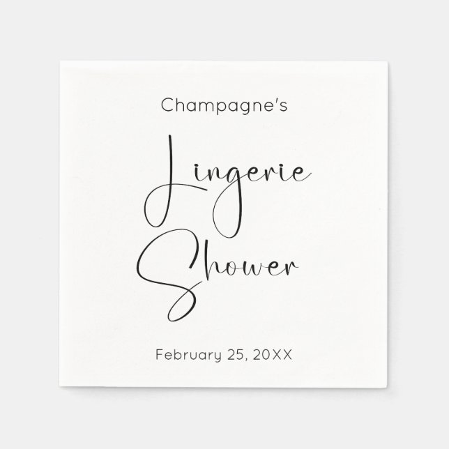 Modern Script Lingerie Shower Napkin (Front)