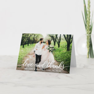 Modern Script Love and Thanks Wedding Fold Thank You Card