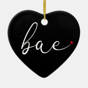 Modern Script Love Heart Bae Definition Ceramic Tree Decoration