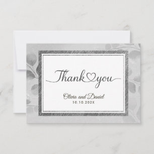 Modern Script Love Heart Wedding Flat Thank You Card