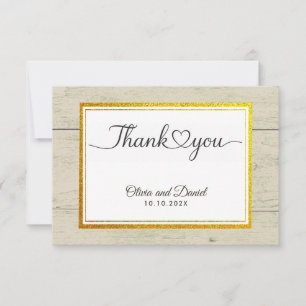 Modern Script Love Heart Wedding Flat Thank You Card