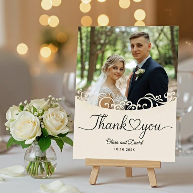 Modern Script Love Heart Wedding Flat Thank You Po Postcard (Creator Uploaded)