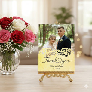 Modern Script Love Heart Wedding Flat Thank You Postcard