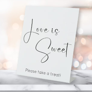 Modern Script Love is Sweet Pedestal Sign